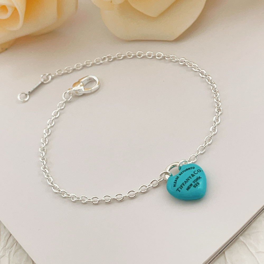 Tiffany & Co. Silver and blue heart bracelet - Picture 3 of 5